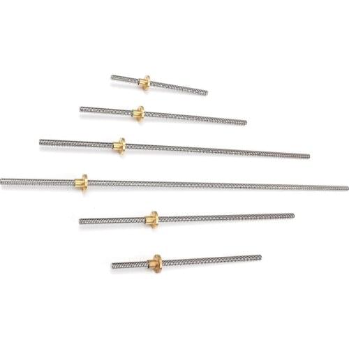 T6 Lead Screw 1mm Pitch with Brass Nut 100/150/200/250/300/400/500mm Lead Screw