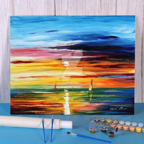 Blue Horizon DIY Paint By Numbers Kit Acrylic Paints 50*70 Oil Painting Handmade For Children For Handicraft