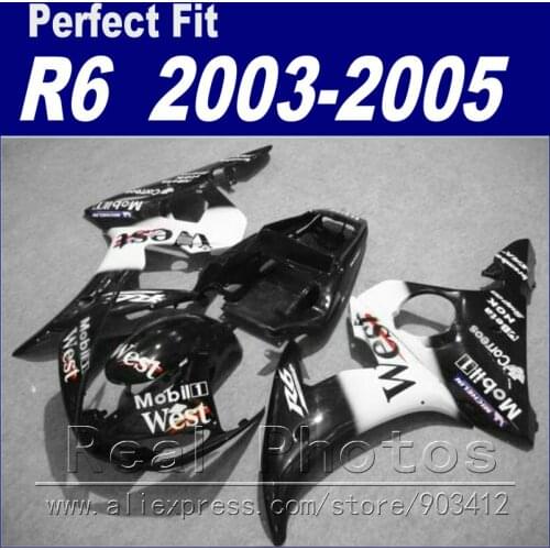 Hot sale body work for YAMAHA R6 fairing kit 2003 2004 2005 West black white Fairing YZF fairings 03 04 05