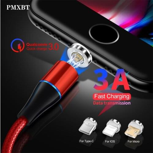 Micro USB Type C Magnetic Cable 3A Fast Charging Wire For iphone 12 11 Xiaomi Huawei Redmi Note 9 8 Mobile Phone LED USB C Line