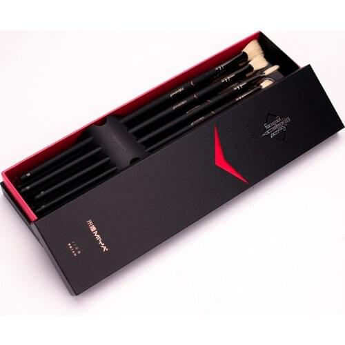 Miya Himi 10pcs Black Knight Artist Paint Brushes Set for Acrylic Oil Watercolor Face & Body Gouache Painting with Hog Hairs