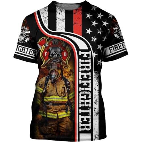 US Size 2021 Newest Summer Hot Fashion Men T Shirt Brave Firefighter 3D Printed T-Shirts Unisex Harajuku Tee Tops
