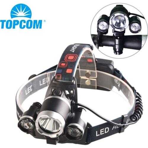TopCom USB Rechargeable 1000 Lumens Head Lamp 3Led T6 Headlight Waterproof Head Torch For Fishing Cycling Camping Bicycle Light