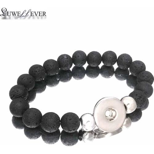 New 307 Interchangeable Candy Colors Expandable Stretch Volcanic Stone Beads Bracelet Fit 18mm Snap Button Jewelry Women Gift