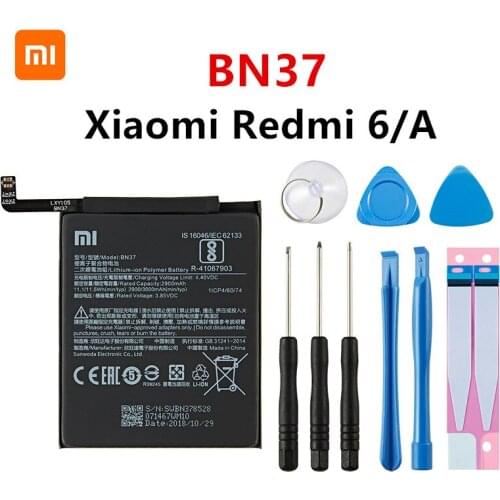 Xiao mi 100% Orginal BN37 3000mAh Battery For Xiaomi Redmi 6 Redmi6 Redmi 6A BN37 Phone Replacement Batteries +Tools