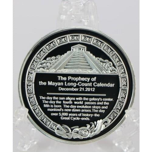 Maya Pyramid Commemorative Coin Sundial Silver Coins Collection Home Decoration Accessories
