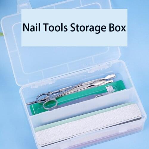 Rectangle Two-Grids Nail Art Tool Empty Storage Box Tweezers Clippers Pens Polishing Nail Buffer Files Plastic Container