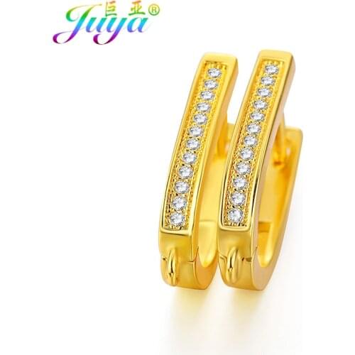 Juya Hand made Fashion Earrings Making Cubic Zirconia Gold Silver Color Basic Bails Earring Hook Clasps Accessories Supplies
