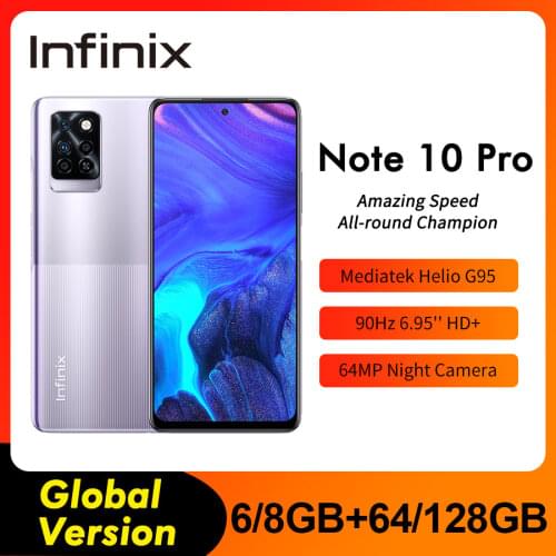 Global Version Infinix Note 10 Pro NFC 6.95"FHD Smartphone 6/8GB 64/128GB 5000mAh 64MP Camera Octa-core Helio G95 Mobile Phone