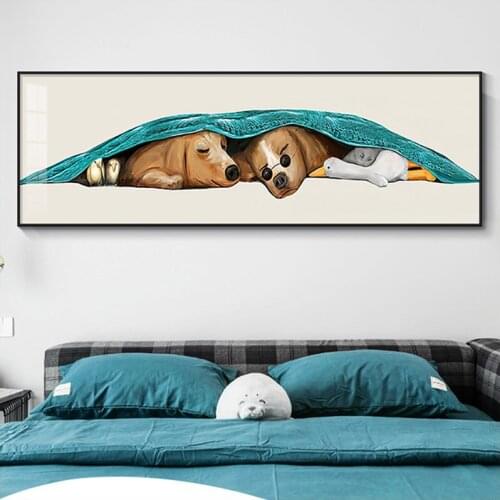 Modern Canvas Oil Painting Animal Cartoon Cute Dog Lion Panda Penguin Poster Childrens Wall Painting Waterproof Printing Post