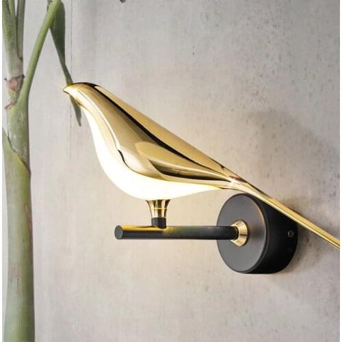 Modern glod birdie wall light Magpie led lamps luxury bedroom bedside lamp living room background wall corridor aisle lighting