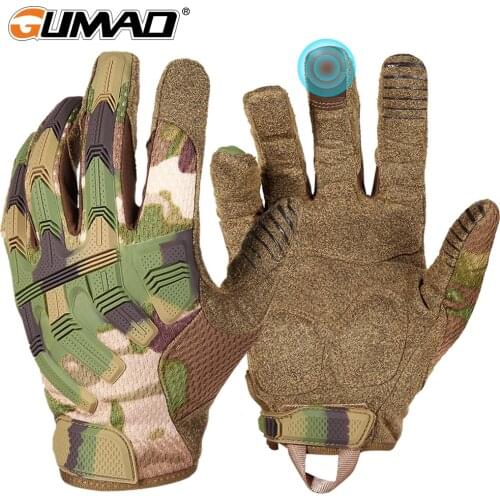 Touch Screen Tactical Cycling Gloves Black Full Finger Glove Anti-Slip Army Military Mitten Airsoft Shooting Wargame Biking Men