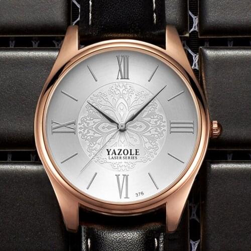YAZOLE Top Brand Luxury Mens Watch Fashion Business Mens Watch Men Watch Leather Band Male Clock saat erkek kol saati