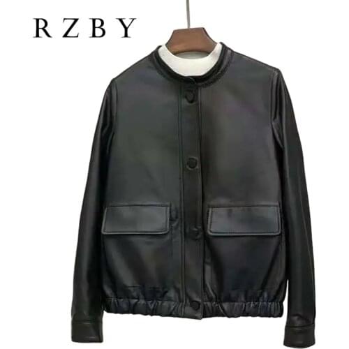 Women Genuine Leather Jacket 100% Natural Real Sheepskin кожаная куртка женская Fashion Plus Size Loose Veste Femme RZBY634