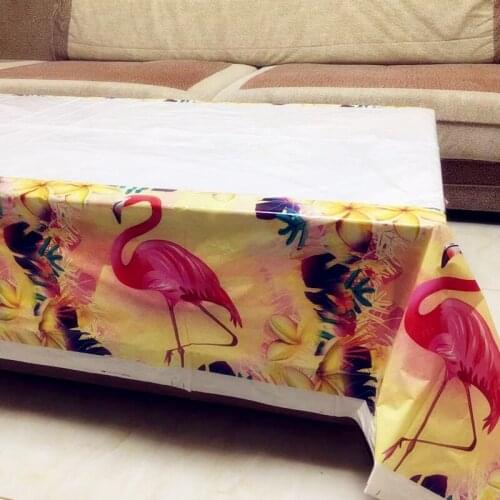 1PCS 132x220CM Disposable Tablecloths Tablecover with Hawaii Party Luau Pink Flamingo Tropical Birthday Party Decoration Supply