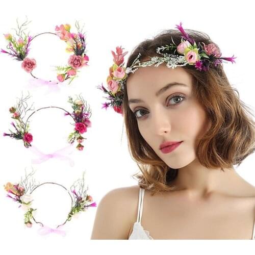 1pc Elegant Sweet Flower Decor Headband Fashion Hair Wreath Flower Crown For Wedding & Party Dress Up Hair Accessories