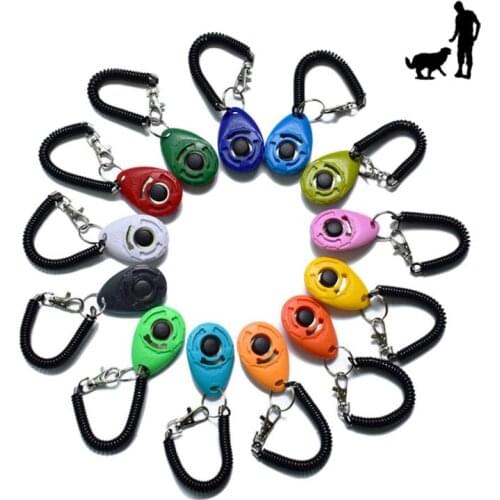 1 Piece Pet Cat Dog Training Clicker Plastic New Dogs Click Trainer Aid Too Adjustable Wrist Strap Sound Key Chain Dog Supplies