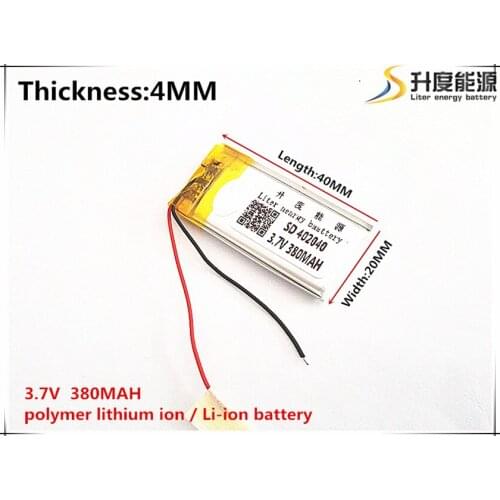 1pcs [SD] 3.7V,380mAH,[402040] Polymer lithium ion / Li-ion battery for TOY,POWER BANK,GPS,mp3,mp4,cell phone,speaker
