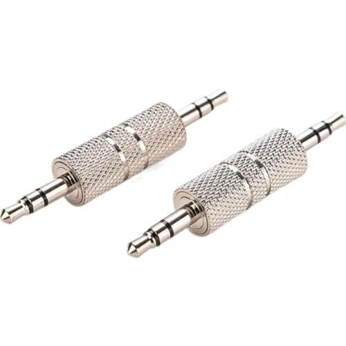 2pcs Sliver 3.5mm Stereo Male to Male Audio Jack Plug Headphone Adapter Jack Coupler Connector