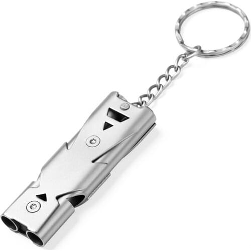 2 Pcs Camping Whistle Carabiner Set Emergency Double Tube Whistle D Shape Keychain Clip Set Camping Tools