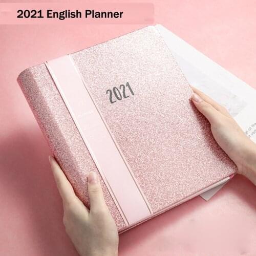 Popular 2021 Weekly Planner English Pages Agenda B5 Diary Notebook Spiral Coil Notepad Office Daily Plan Calendar Handbook