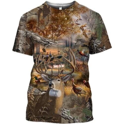 2021 Funny Women Streetwear Top Wild Boar Tshirt Men Jungle Animal Mallard 3D Print Hunt Reed Camouflage T Shirt Guns Hide