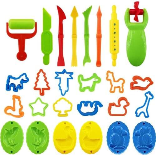 26pcs Play Dough Tools Kit DIY Plasticine Mold Modeling Clay Accessories Plastic Set Cutters Moulds Toys for Children Kids Gift