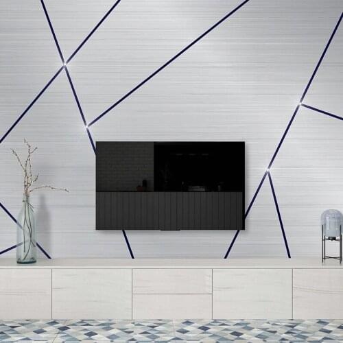 3D geometric metal line mural simple modern office Internet bar company front desk TV background wall technology wallpaper