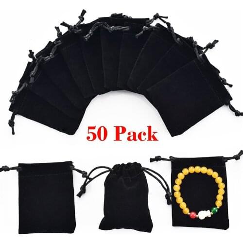 50pcs Cotton Flannel Jewelry Gift Bags with Drawstring Pouches Organza Sachet Candy Bag for Wedding Party Birthday Christmas
