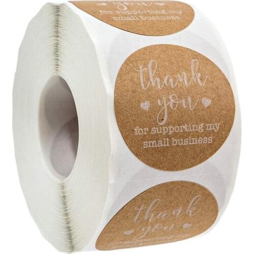 500pcs 1inch Kraft Paper Tag Thank You You I Of Small Business Labels Sticker Paper Self-adhesive Label Tag