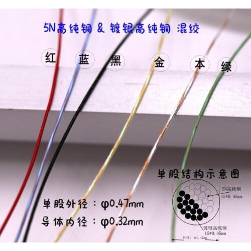 5N high purity copper & gold plated high purity copper mixed strand (28awg outer diameter 0.45mm)