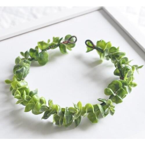 6Pcs Hot New Handmade Foliage Girls Baby Shower Bridal Shower Primitive Rustic Wreath Boxwood Flower Crown Woodland Tiara Props