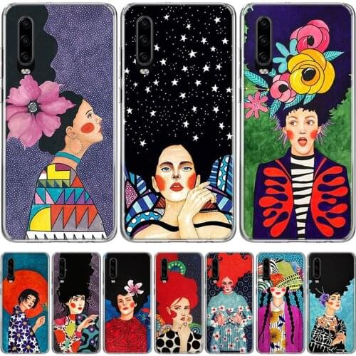 Abstract Colorful Girl Phone Case for Huawei P30 P40 P20 P10 Mate 20 10 30 Lite Pro P Smart Z Plus + Art Shell Cover Coque