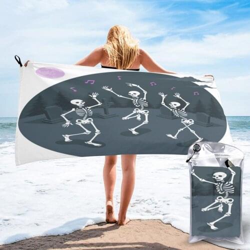 Bath Towel Dancing Skeletons Quick Dry Large Towel Thin Absorbent Soft Towel for Home Travel Camping Swimming Beach Sport