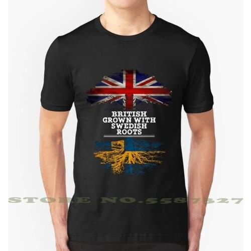British Grown With Swedish Roots Gift For Swedish From Sweden - Sweden Flag In Roots Fashion Vintage Tshirt T Shirts Swedish