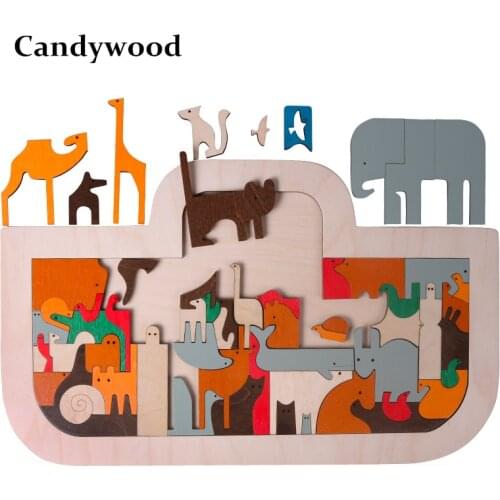 Candywood New Arrival Children Wooden Toys Big 50*30 CM Noahs Ark Puzzles ART IN TOYS Kids Early Learning Puzzle Toys