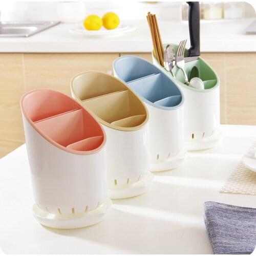 Color Division Plastic Drain Chopstick Holder Spoon Box Multifunctional Tableware Storage Rack Kitchen Accessories Organizer