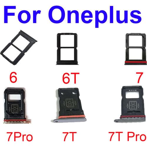 Sim Card Tray Holder For Oneplus 6 6T 7 7T 8 Pro Sim Slot Socket SD Card Memmory Reader Flex Cable Repair Replacement Parts