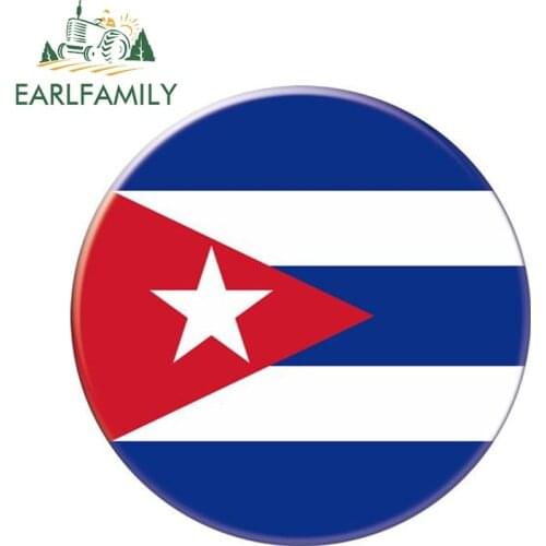 EARLFAMILY 13cm x 13cm Auto Moto Bike Suitcase Laptop Flag Round Cuba Decal Reflective Car Sticker Waterproof 3D Car Styling