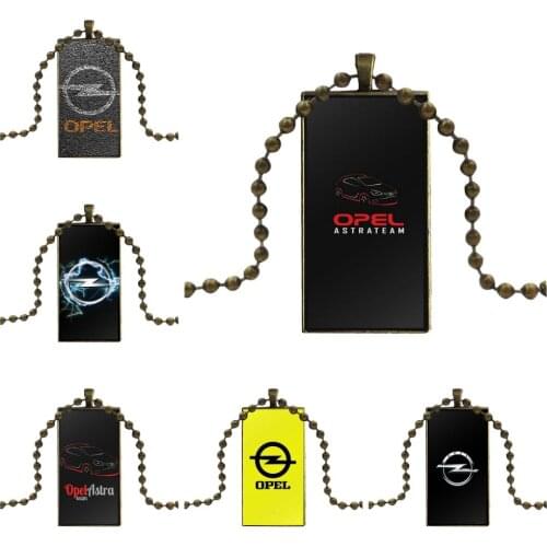 Europe Car Opel Astra Logo Design Fashion Vintage Glass Women Rectangle Necklace Pendants For Women Party Gift