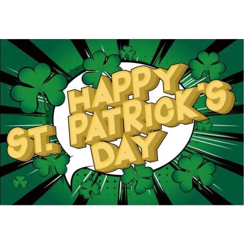 Happy St. Patricks Day Backdrop Cartoon Clover Divergent Background Family Party Decor Photography Photo Booth Studio Prop