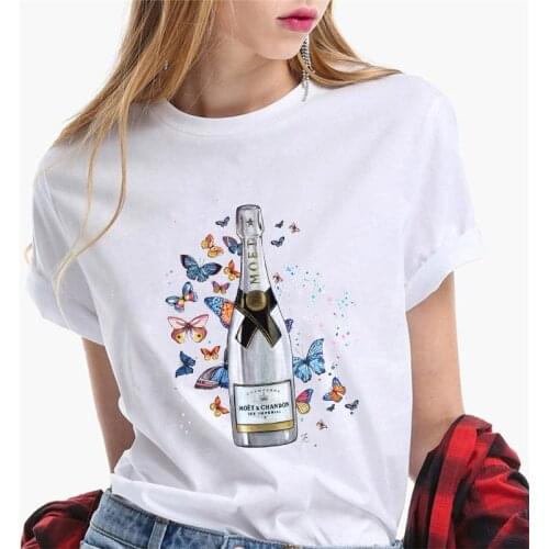 Tshirt women 2021 Fashion Wine Glass Graphic Print Streetwear Female Tee Tops 90s harajuku Short sleeve t shirt femme Plus Size