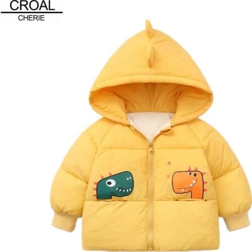 CROAL CHERIE Warm Boys Coats Winter Kids Cotton Jacket Dinosaur Childrens' Jacket Parka for Boys Girl Fleece Baby Clothes