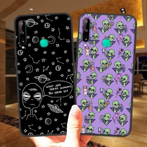 Cute Alien Space UFO Soft TPU Phone Case For Huawei Mate 20 P10 P20 P30 P40 Lite E Pro P30Lite P20Lite Black Silicone Cover