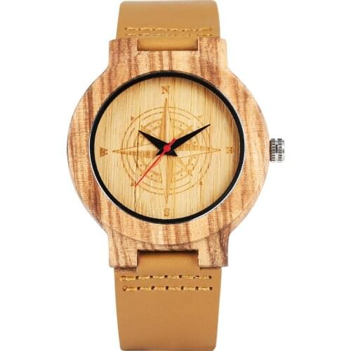 Mens Leisure Brown Wood Quartz Watch Patterned Natural Wood Watches Creative Lightweight Eco-friendly Nontoxic Wooden Watch