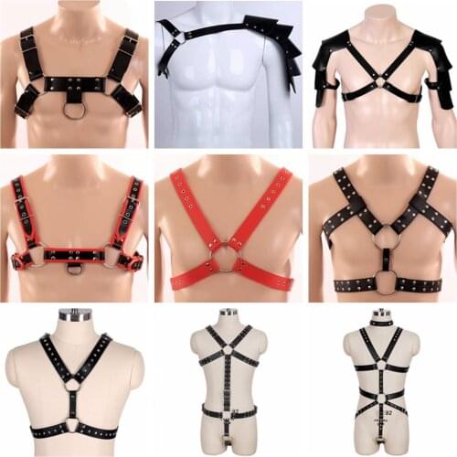 Metal Rivet Accessories Strappy Mens Belt Pu Leather Harness Fashion Bondage Top Crop Corset Sword Belt Goth Punk Sexy Lingerie