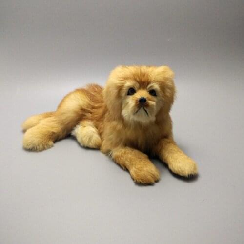 New simulation lying dog polyethylene & furs yellow dog model doll gift about 30x17x13cm 300