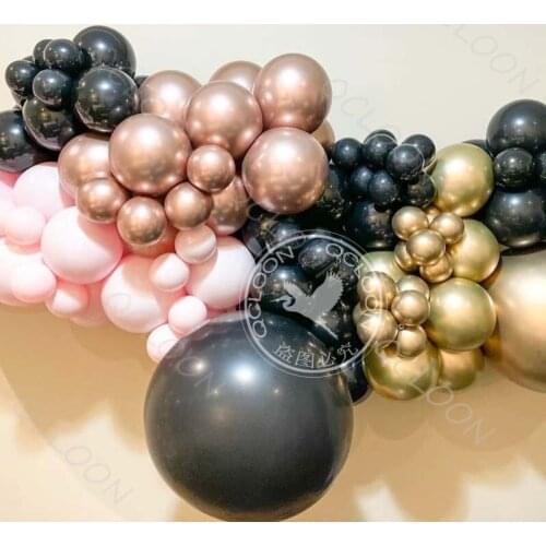 New Products Black Pink Metal Gold Rose Gold Balloons Garland Arch Kit Baby Baptism Birthday Party Wedding Decorative Supplies