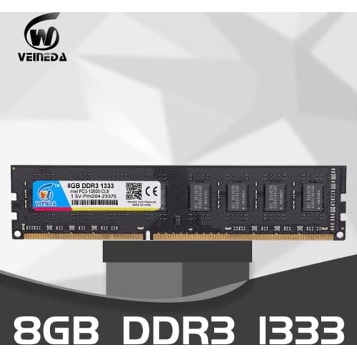 VEINEDA Dimm Ram DDR3 8GB 1333 PC3-10600 240 pins 1.5V memory Compatible 8gb ddr3 1600 PC3-12800 For AMD Intel DeskPC