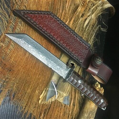 PEGASI 60 HRC handcrafted Damascus safari collection gifts with straight knife acid-wood branch handles and vegetable tannins